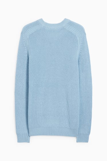 Uomo - Maglione - a coste - azzurro