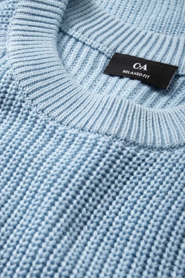 Uomo - Maglione - a coste - azzurro