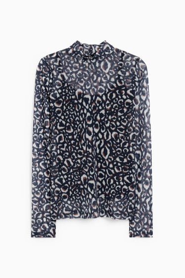 Dona - Samarreta de coll alt - estampat - blau fosc