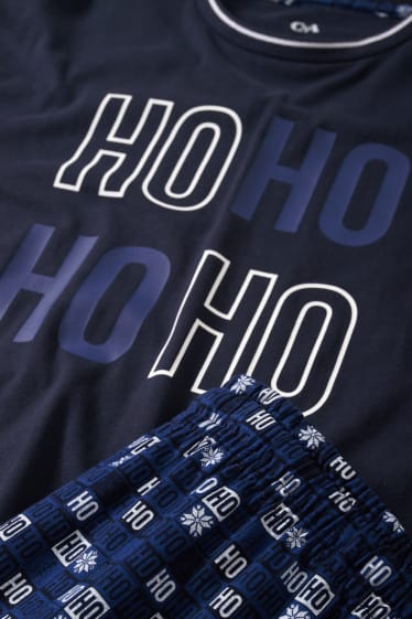Hommes - Pyjama de Noël - HoHoHo - bleu foncé