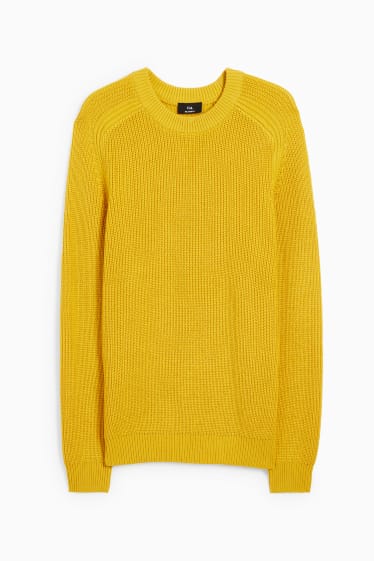 Mężczyźni - Sweter - prążkowany - żółty