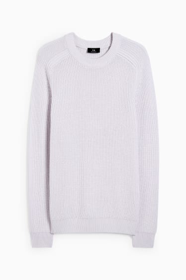 Mężczyźni - Sweter - prążkowany - biały