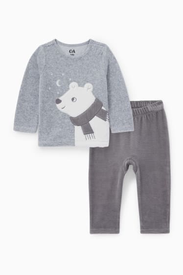 Nadons - Pijama d’hivern per a nadó - 2 peces - gris clar jaspiat