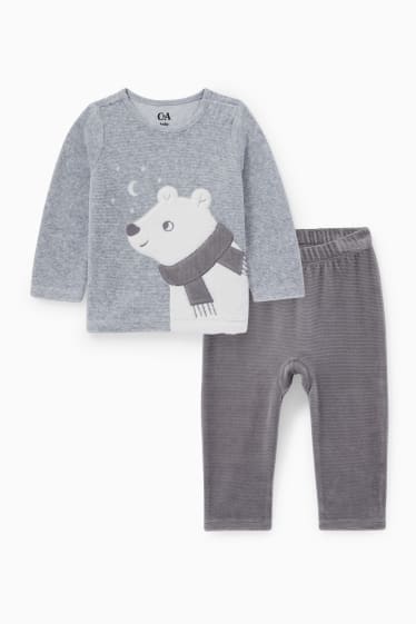 Babys - Baby-Winterpyjama - 2 teilig - hellgrau-melange