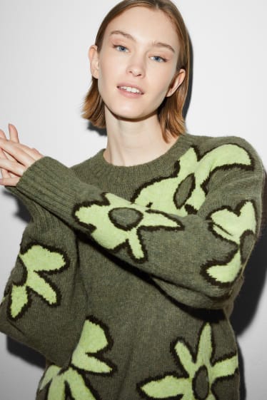 Damen - CLOCKHOUSE - Pullover - geblümt - grün