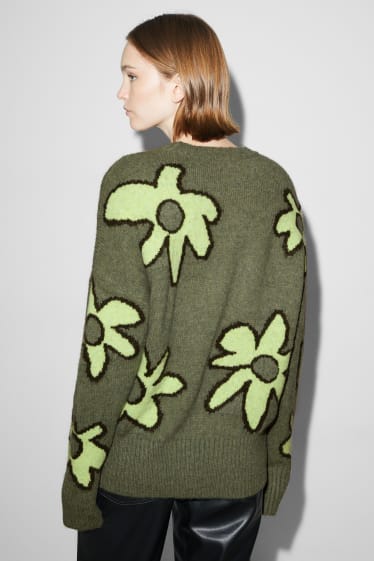Women - Jumper - floral - green