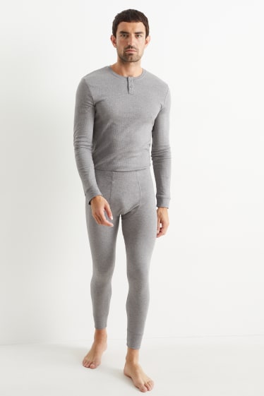 Herren - Lange Thermo-Unterhose - grau-melange