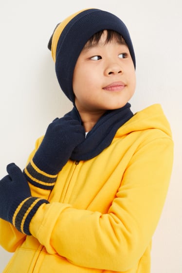 Children - Set - hat, snood and gloves - 3 piece - dark blue