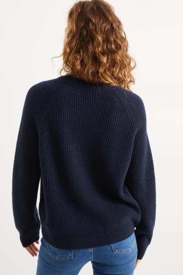 Women - Cashmere jumper - dark blue