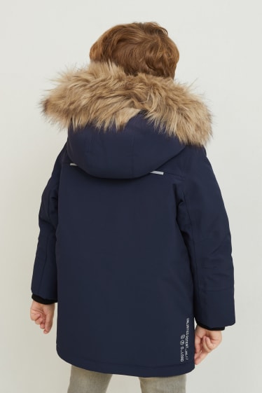 Children Boys - Jacket with hood and faux fur trim - dark blue