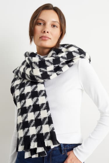 Damen - Schal - gemustert - schwarz / weiss