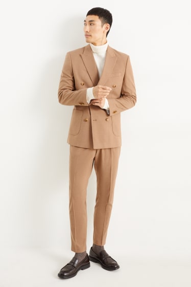 Hommes - Pantalon de costume - regular fit - Flex - matière extensible - marron clair