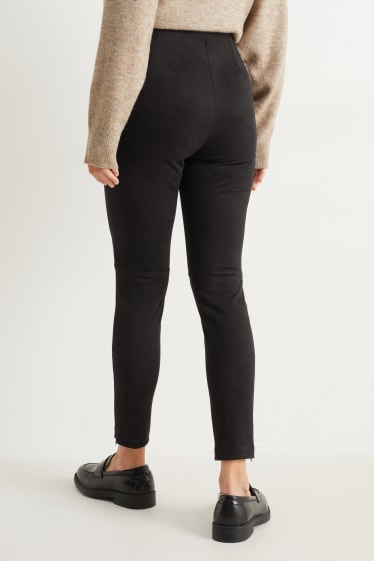 Dames - Legging - imitatiesuède - zwart