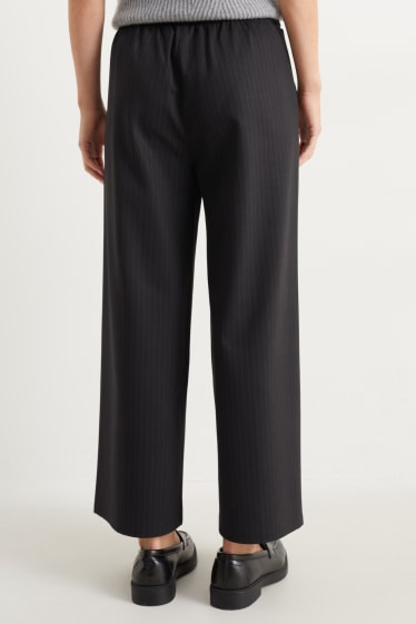 Donna - Pantaloni - vita alta - gamba larga - grigio scuro