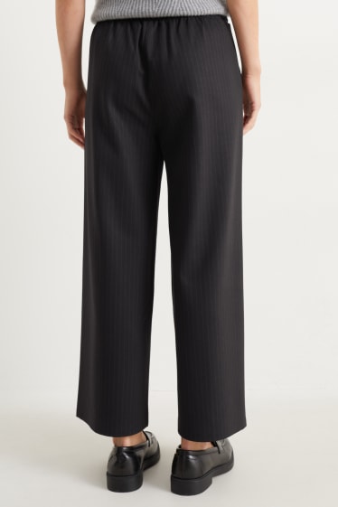 Women - Cloth trousers - high waist - wide leg - dark gray