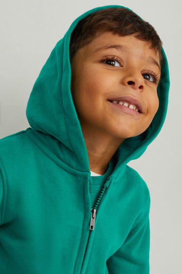 Enfants - Sweat zippé en finition molleton avec capuche - genderneutral - vert