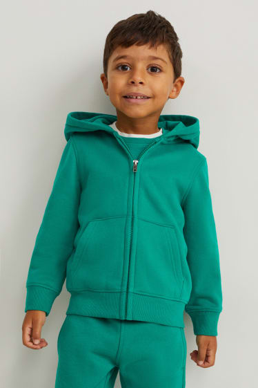 Dětské - Tepláková bunda s kapucí - genderově neutrální - zelená