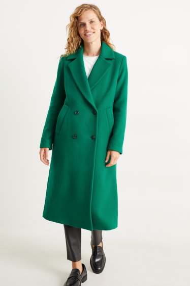 Dámské - Kabát - vlněná směs - zelená
