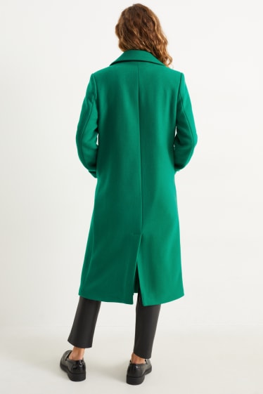 Dámské - Kabát - vlněná směs - zelená