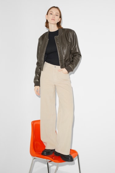 Donna - CLOCKHOUSE - pantaloni di velluto a coste - vita alta - gamba larga - beige