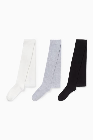Enfants filles - Lot de 3 paires - collants - blanc pur