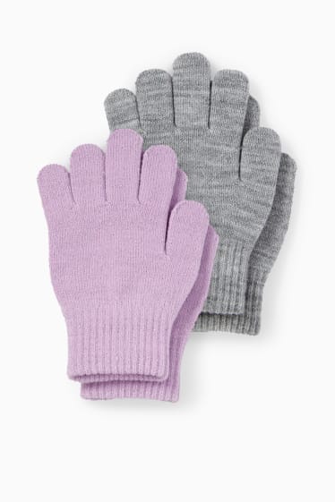 Dzieci - Wielopak, 2 pary - rękawiczki - jasnoszary