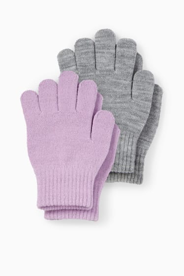 Enfants filles - Lot de 2 paires - gants - gris clair