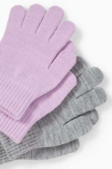 Enfants filles - Lot de 2 paires - gants - gris clair