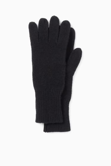 Damen - Kaschmir-Handschuhe - schwarz