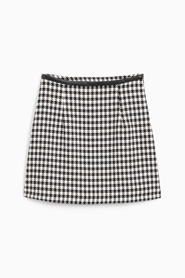 Women - Miniskirt - check - black / white