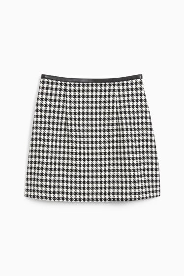 Women - Miniskirt - check - black / white