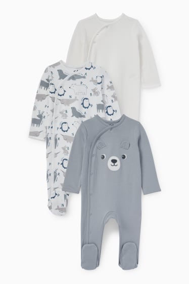 Unisex - Paquet de 3 - pijama per a nadó - blanc/gris