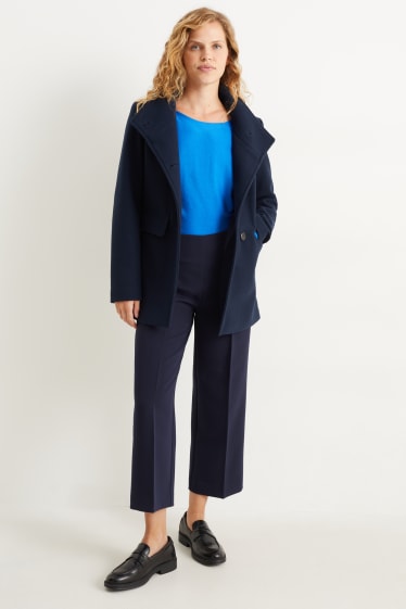 Donna - Pantaloni - vita alta - gamba larga - blu scuro