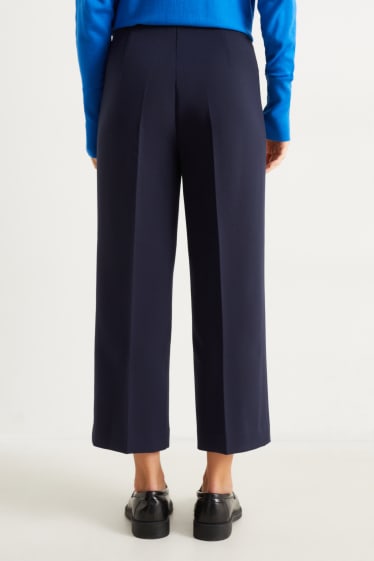 Dames - Pantalon - high waist - wide leg - donkerblauw