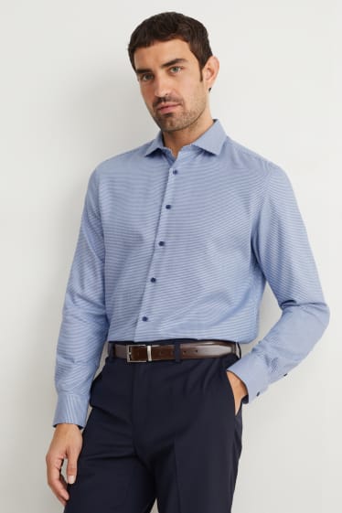 Hommes - Chemise de bureau - regular fit - col cutaway - sans repassage - bleu