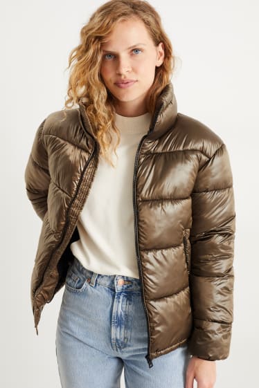 Women - Quilted jacket - light brown