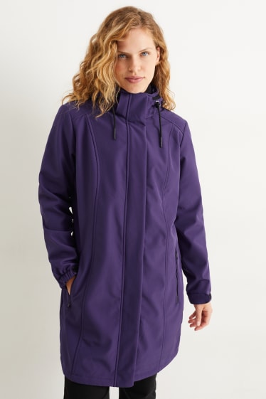 Femmes - Manteau à coquille souple à capuche - violet