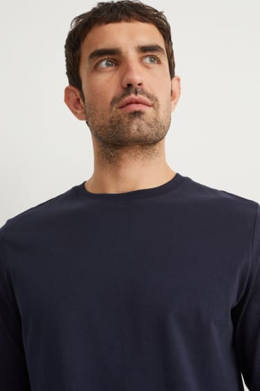 Hombre - Camiseta de manga larga - azul oscuro