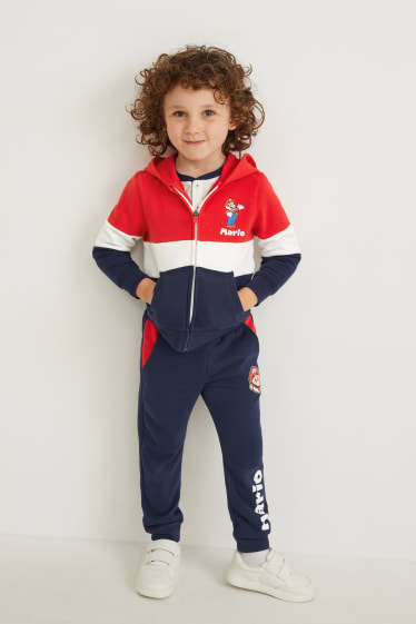 Kinder - Set - Super Mario - Sweatjacke mit Kapuze und Jogginghose - dunkelblau