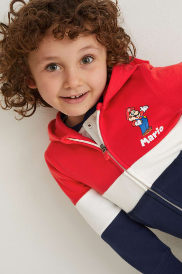 Kinder - Set - Super Mario - Sweatjacke mit Kapuze und Jogginghose - dunkelblau