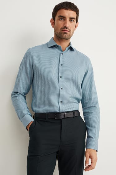 Herren - Businesshemd - Regular Fit - Cutaway - bügelfrei - grün