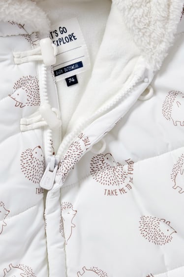 Baby: jongens - Baby-sneeuwpak met capuchon en voetzak - crème wit