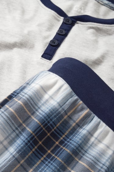 Herren - Pyjama mit Flanellhose - dunkelblau