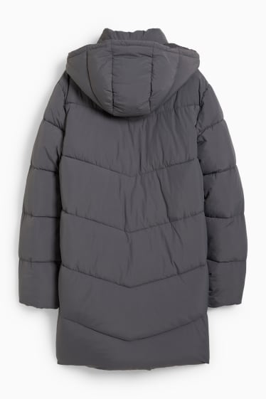 Tieners & jongvolwassenen - CLOCKHOUSE - gewatteerde jas met capuchon - grijs
