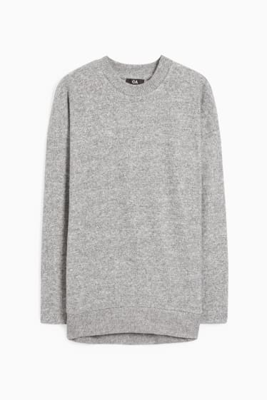 Damen - Basic-Pullover - hellgrau-melange