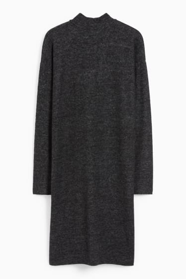 Femei - Rochie din tricot basic cu guler drept - gri închis