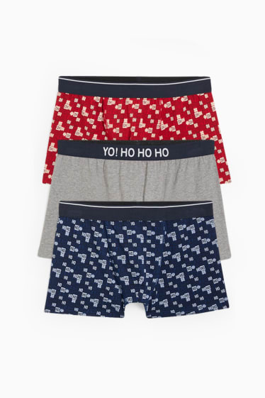 Men - Multipack of 3 - Christmas trunks - dark red