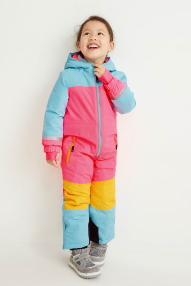 Enfants filles - Combinaison de ski à capuche - rose fluo