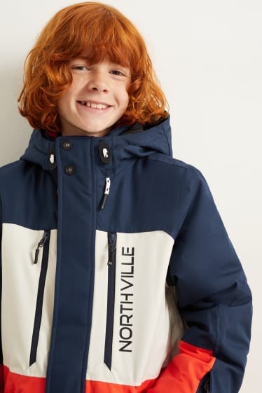 Enfants - Veste de ski à capuche - orange / bleu