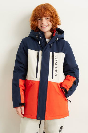 Children - Ski jacket with hood - orange / blue